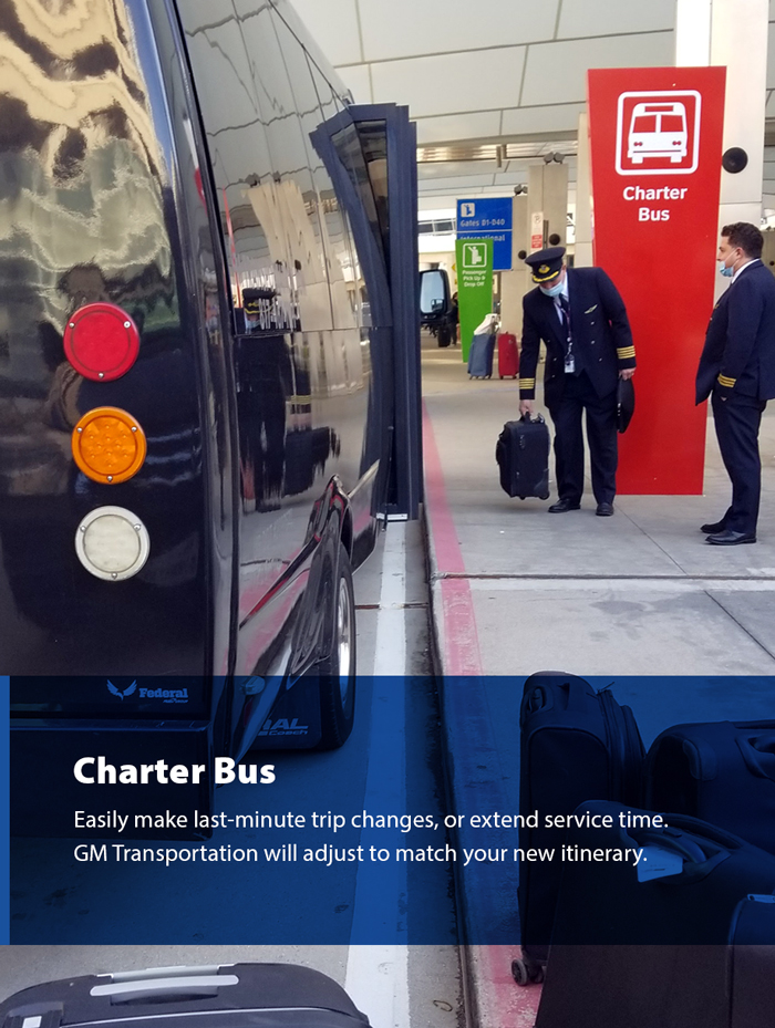 GM Transportation Charter Bus Airport Itinerary